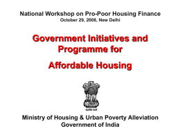 Government Initiatives and Programme for Affordable Housing