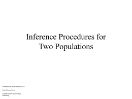 Inference Procedures for Two Populations