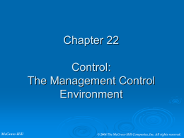 Chapter 22 – Control: The Management Control Environment