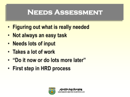 Needs Assessment - Training and Development