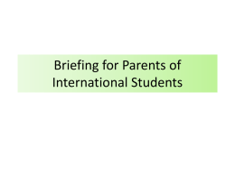 Briefing for Parents International Students