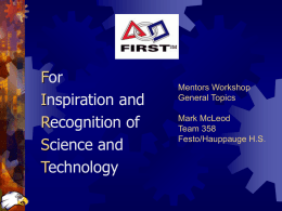 FIRST Mentor Workshop