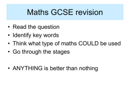 Maths GCSE revision - Ysgol Uwchradd Tywyn
