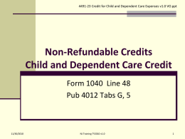 Non-Refundable Credits Child and Dependent Care Credit