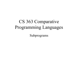 CS 363 Comparative Programming Languages