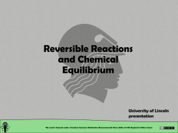 chemical equilibrium - University of Lincoln