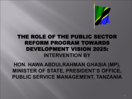 THE ROLE OF THE PUBLIC SECTOR REFORM PROGRAM …