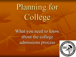 Planning for College - South Brunswick School District