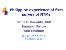 Firm Level Experience of NTMs: Philippines Case