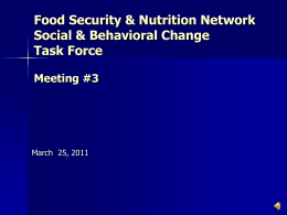 Food Security & Nutrition Network Social & Behavioral