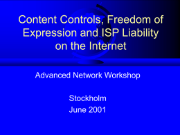 Content Controls, Freedom of Expression and ISP Liability