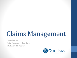 Claims Management - Atlantic County Municipal Joint