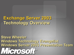 Exchange 2003 Overview - Raven Computers Ltd