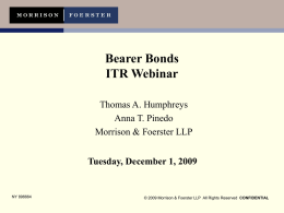 Bearer Bonds ITR Webinar - International Tax Review