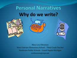 Reflecting on Personal Narratives