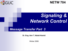 Signaling and Network Control