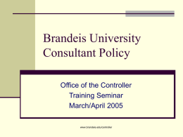 Brandeis University Consultant Policy