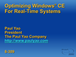 Optimiizing Windows CE for Real