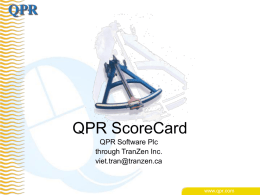 QPR ScoreCard Presentation - Tranzen Consulting