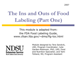 The Ins and Outs of Food Labeling Part 1
