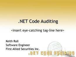 .NET Code Auditing