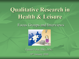 Qualitative Research in Health & Leisure
