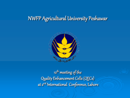 BRIEF ON THE NWFP AGRICULTURAL UNIVERSITY PESHAWAR