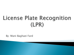 License Plate Recognition (LPR)