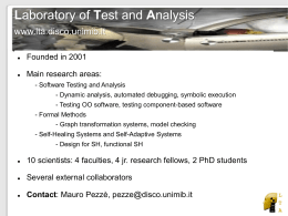Laboratory of Test and Analysis www.lta.disco.unimib.it