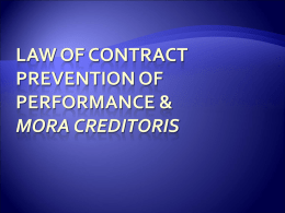 Law of contract prevention of performance & mora creditoris
