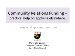 Derry City Council Good Relations Core and Project Funding