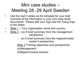 Overview of mini case studies
