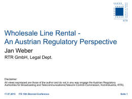 Wholesale Line Rental - An Austrian Regulatory Perspective