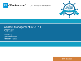 Contact Management in OP14 April 23rd, 2015 April 24th