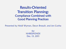 Improving Secondary Transition Services: Meeting the