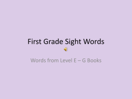First Grade Sight Words - Glen Ellyn School District 41