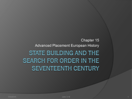 State Building and the Search for Order in the Seventeenth