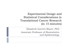 Experimental Design and Statistical Considerations