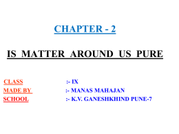 CHAPTER – 2 IS MATTER AROUND US PURE