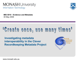 Recordkeeping Metadata Seminar ASA/ARANZ CONFERENCE …