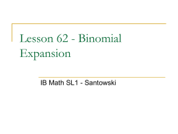 Lesson 62 - Binomial Expansion