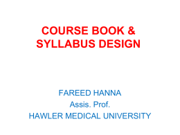 COURSE & SYLLABUS DESIGN - Hawler Medical University