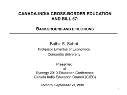 CANADA-INDIA CROSS-BORDER EDUCATION AND BILL 57