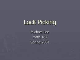Lock Picking - UCSD Mathematics | Home