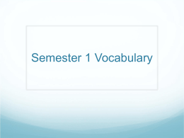 Semester 1 Vocabulary - Springfield Public Schools