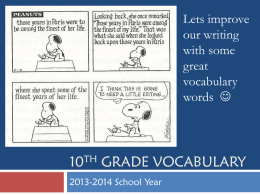 10th Grade Vocabulary - Avon Grove School District