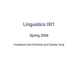 Linguistics 001 - University of Pennsylvania