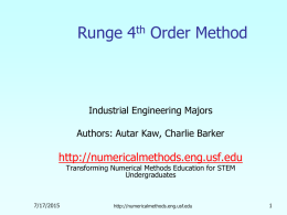 Runge-Kutta 4th Order Method for Solving Ordinary