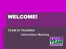 WELCOME! [www.teamintraining.org]