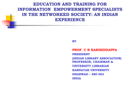 EDUCATION AND TRAINING FOR INFORMATION …